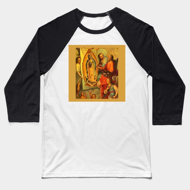 Our Lady of Guadalupe Virgin Mary Mexico Jesus & God the Father Baseball T-Shirt by hispanicworld